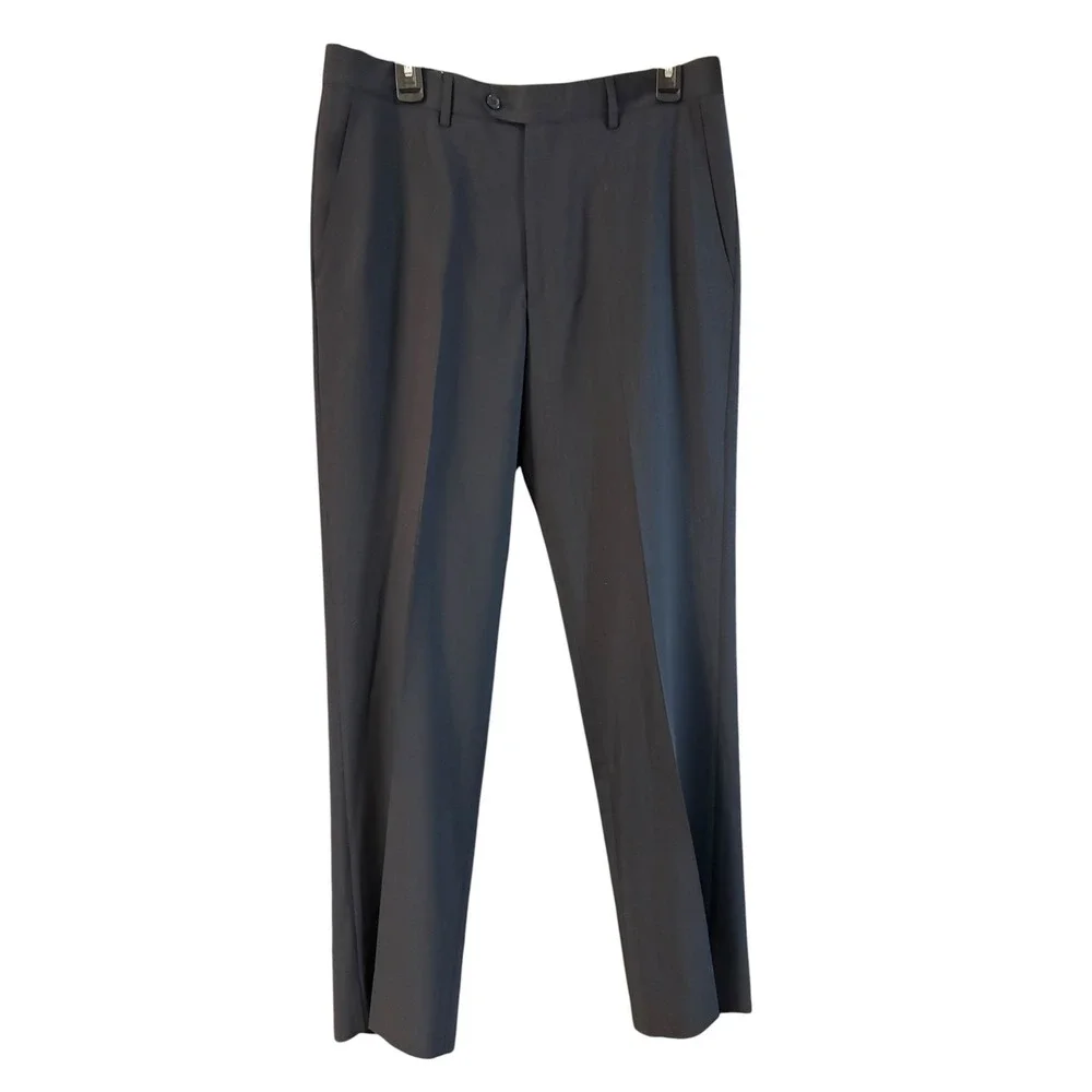 Pazoni 712F Mens Navy Blue 100% Virgin Wool Dress Pants Made in Italy Size 34